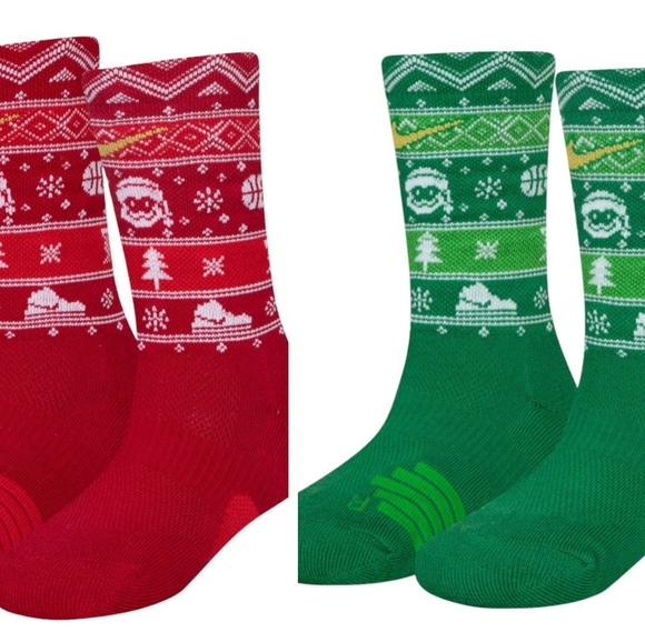 Nike Youth Holiday Elite Basketball Crew Socks 2 Pairs - Picture 1 of 5
